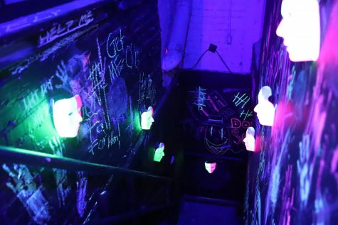 The Tiger theatre troupe hosted a haunted house tour on Halloween night. Here is the entrance that led to a maze where actors would await visitors for the scare. 