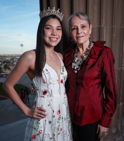 2020 Spring Fiesta Queen, Mackenzie Tovar (left), with her grandmother, Elena Tovar (Ruiz). Elena was named El Paso High School Spring Fiesta Queen in 1964. 