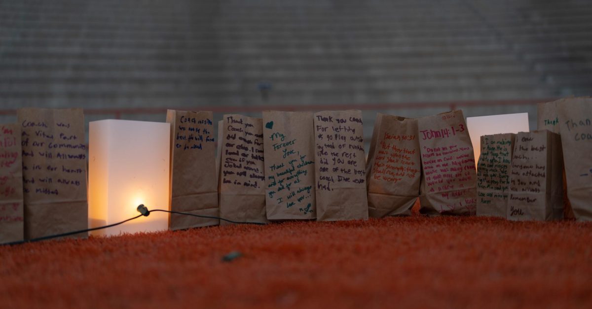 Many of Casillas' former students dedicated luminarias and displayed them on the football field during his memorial on Oct. 12.