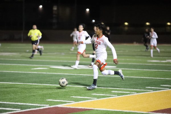 Freshman, Charlie Hernandez, advances the ball upfield against Andress on Jan. 31, a game the Tigers lost 1-0. Charlie has scored 9 goals in 10 games this season. 